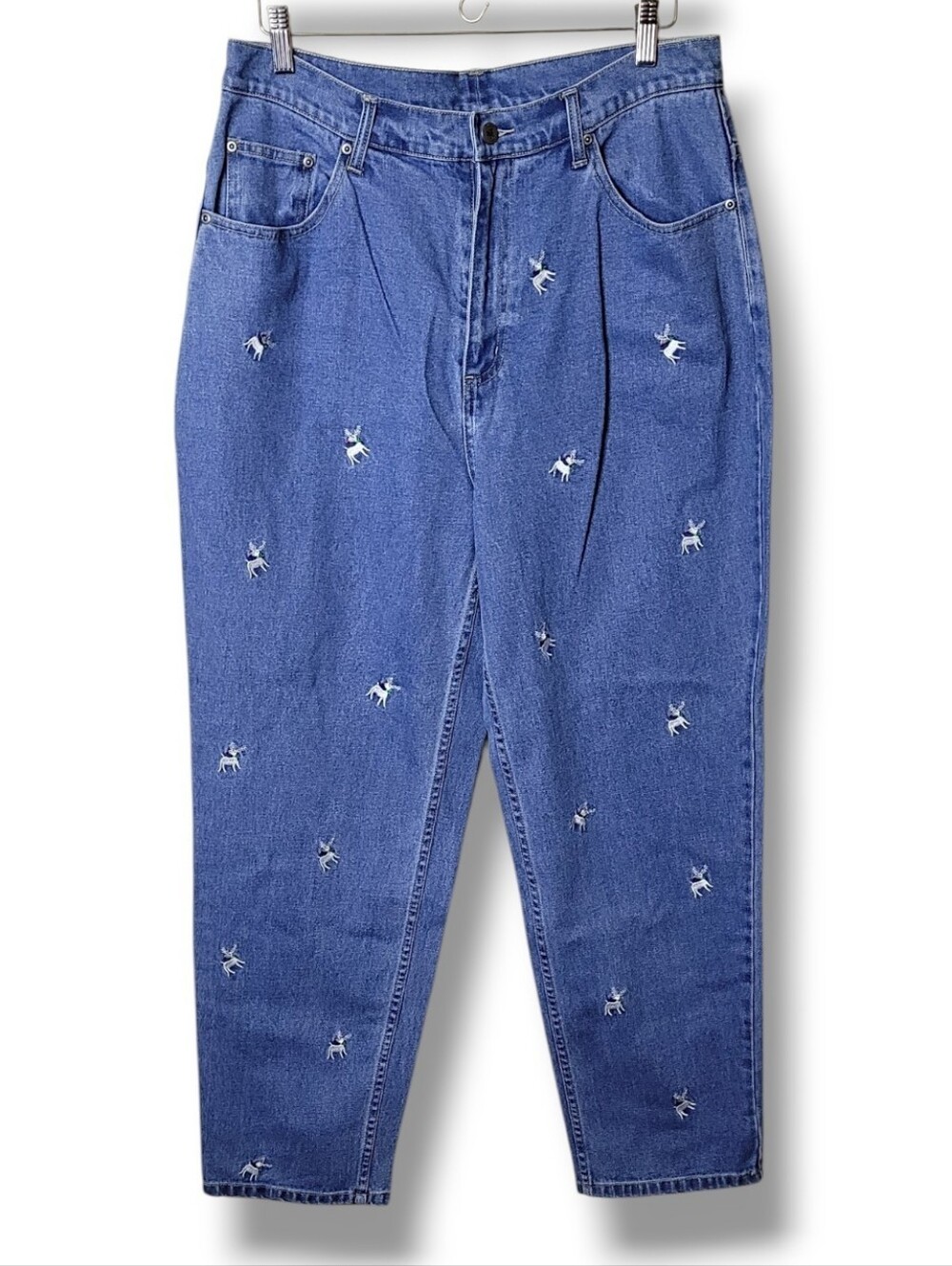 Quacker Factory Christmas Reindeer Mom Jeans 18W